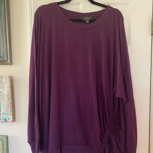 Burgundy/purple Mixit sweater with ruched side